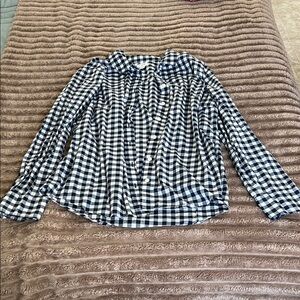 J Crew Women's Black and White Checkered Top